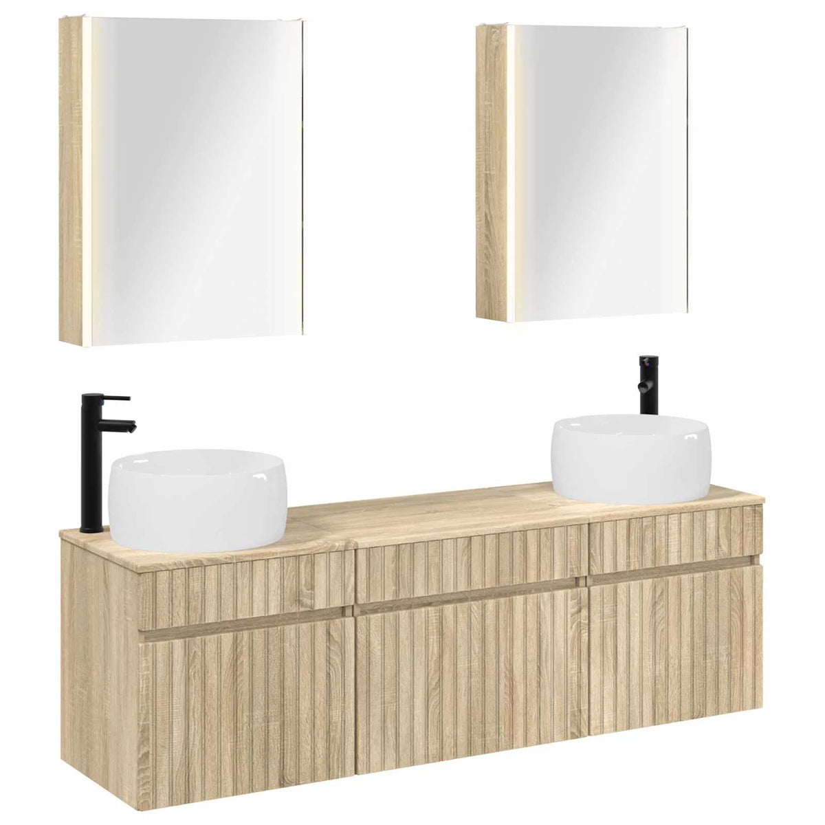 vidaXL Badeværelsesskabsæt 5 pcs Sonoma-eg 53 x 15,5 x 70 cm