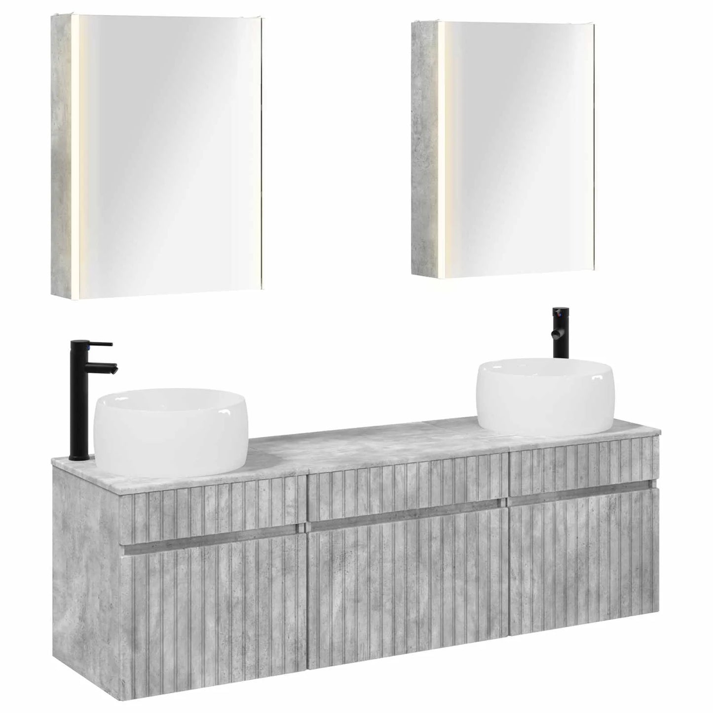 vidaXL Badeværelsesskabsæt 5 pcs Betongrå 53 x 15,5 x 70 cm