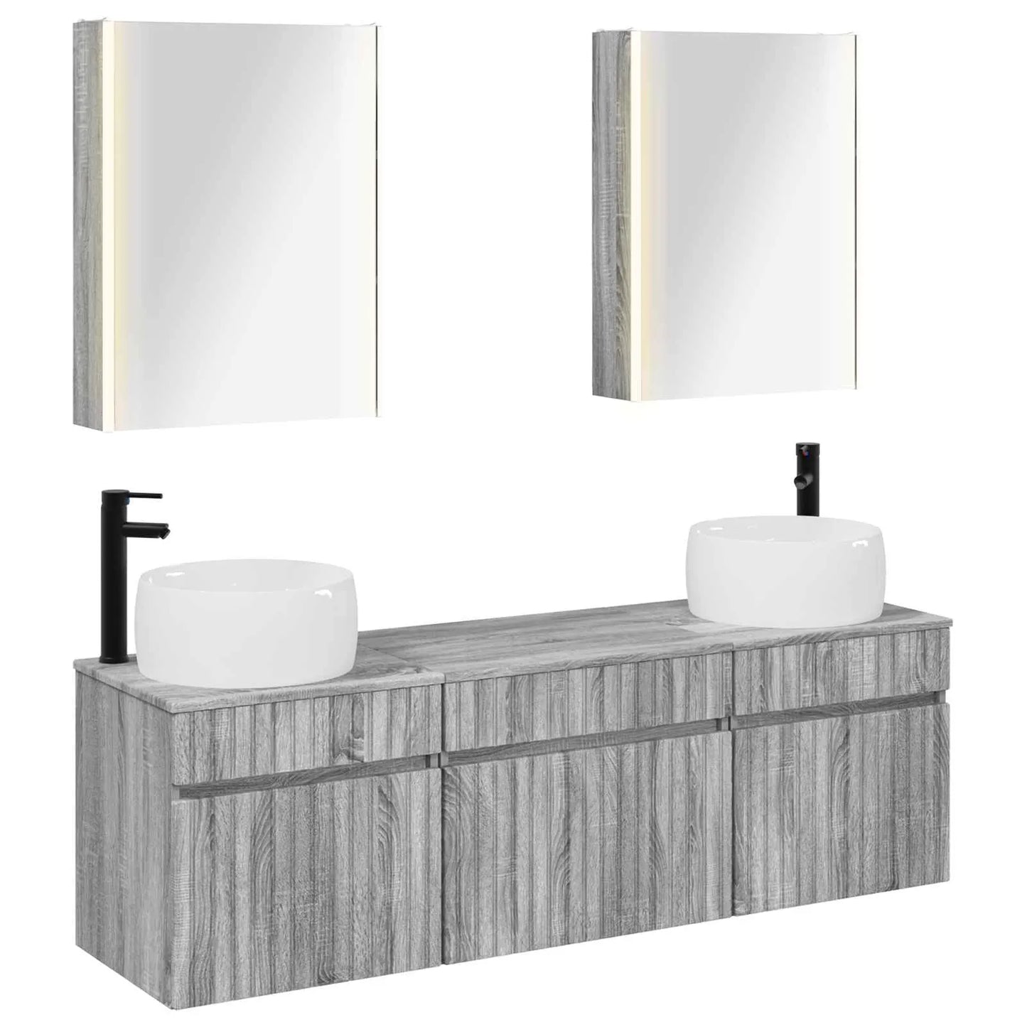 vidaXL Badeværelsesskabsæt 5 pcs Grå Sonoma 53 x 15,5 x 70 cm