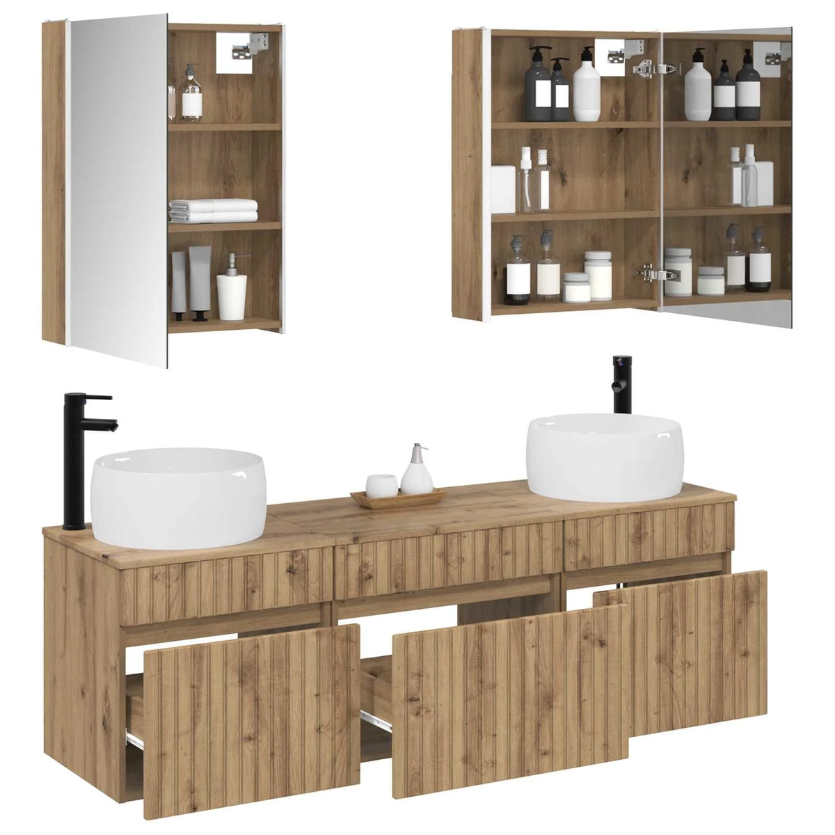 vidaXL Badeværelsesskabsæt 5 pcs Artisan-eg 53 x 15,5 x 70 cm