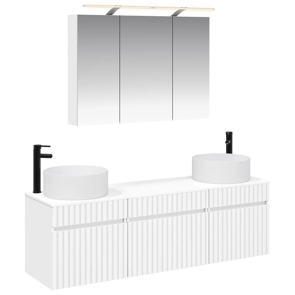 vidaXL Badeværelsesskabsæt 4 pcs Hvid 100 x 14,5 x 70 cm