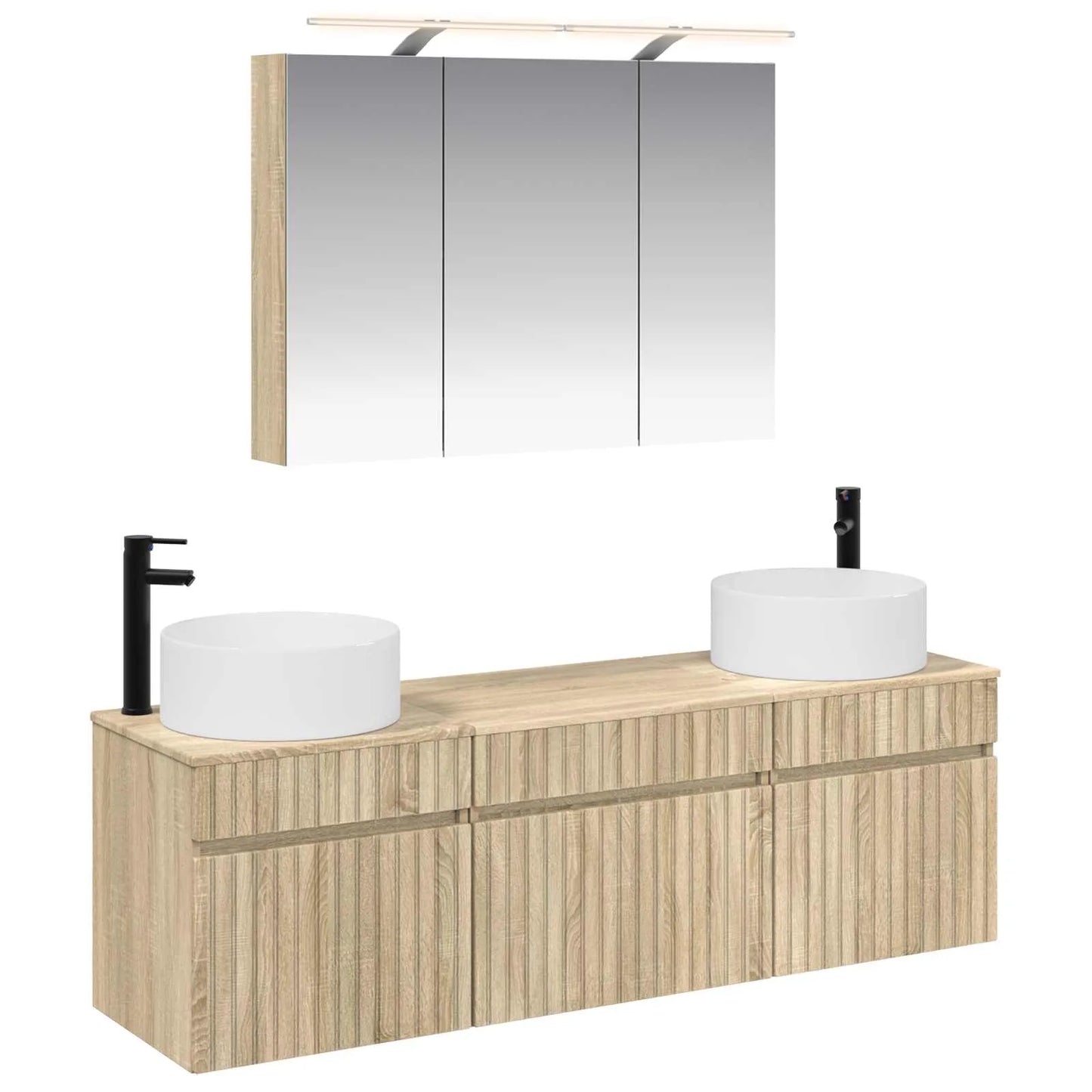 vidaXL Badeværelsesskabsæt 4 pcs Sonoma-eg 100 x 14,5 x 70 cm