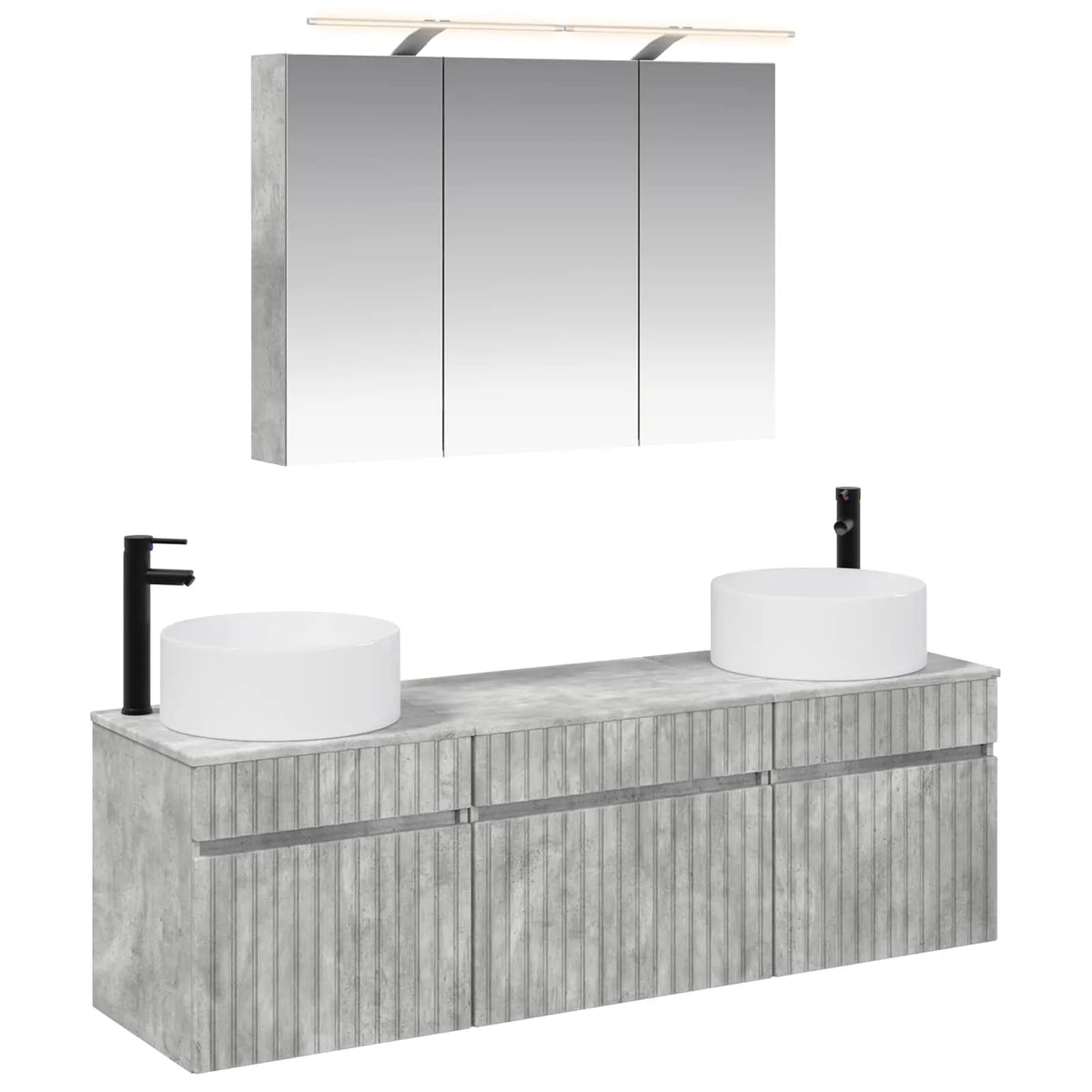 vidaXL Badeværelsesskabsæt 4 pcs Betongrå 100 x 14,5 x 70 cm