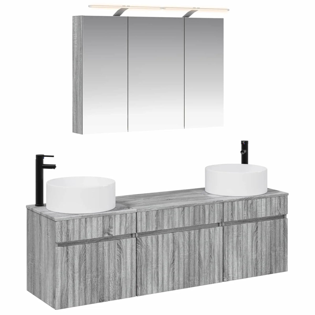 vidaXL Badeværelsesskabsæt 4 pcs Grå Sonoma 100 x 14,5 x 70 cm