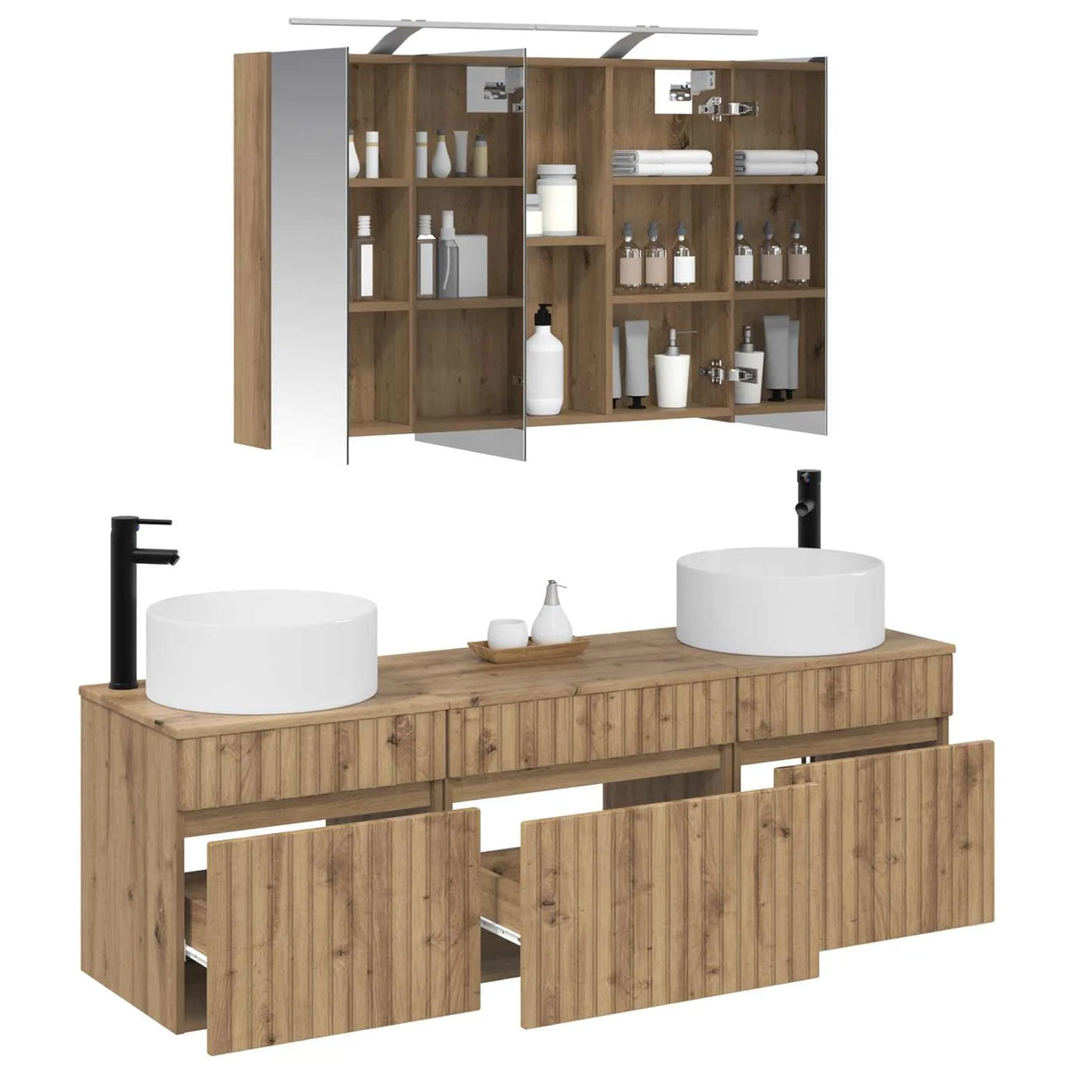 vidaXL Badeværelsesskabsæt 4 pcs Artisan-eg 100 x 14,5 x 70 cm
