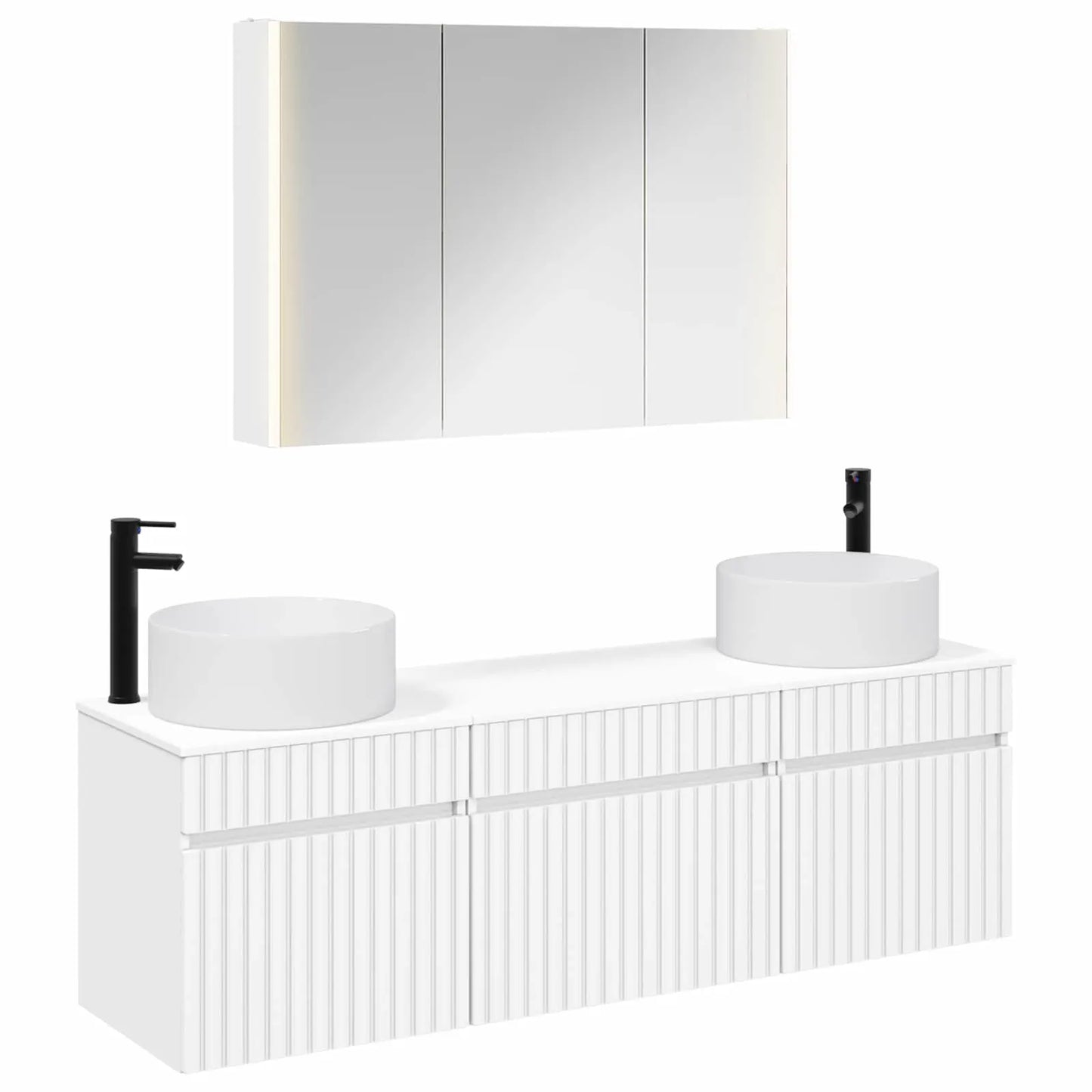 vidaXL Badeværelsesskabsæt 4 pcs Hvid 103,5 x 15,5 x 70 cm