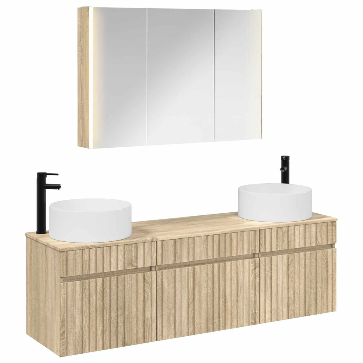 vidaXL Badeværelsesskabsæt 4 pcs Sonoma-eg 103,5 x 15,5 x 70 cm