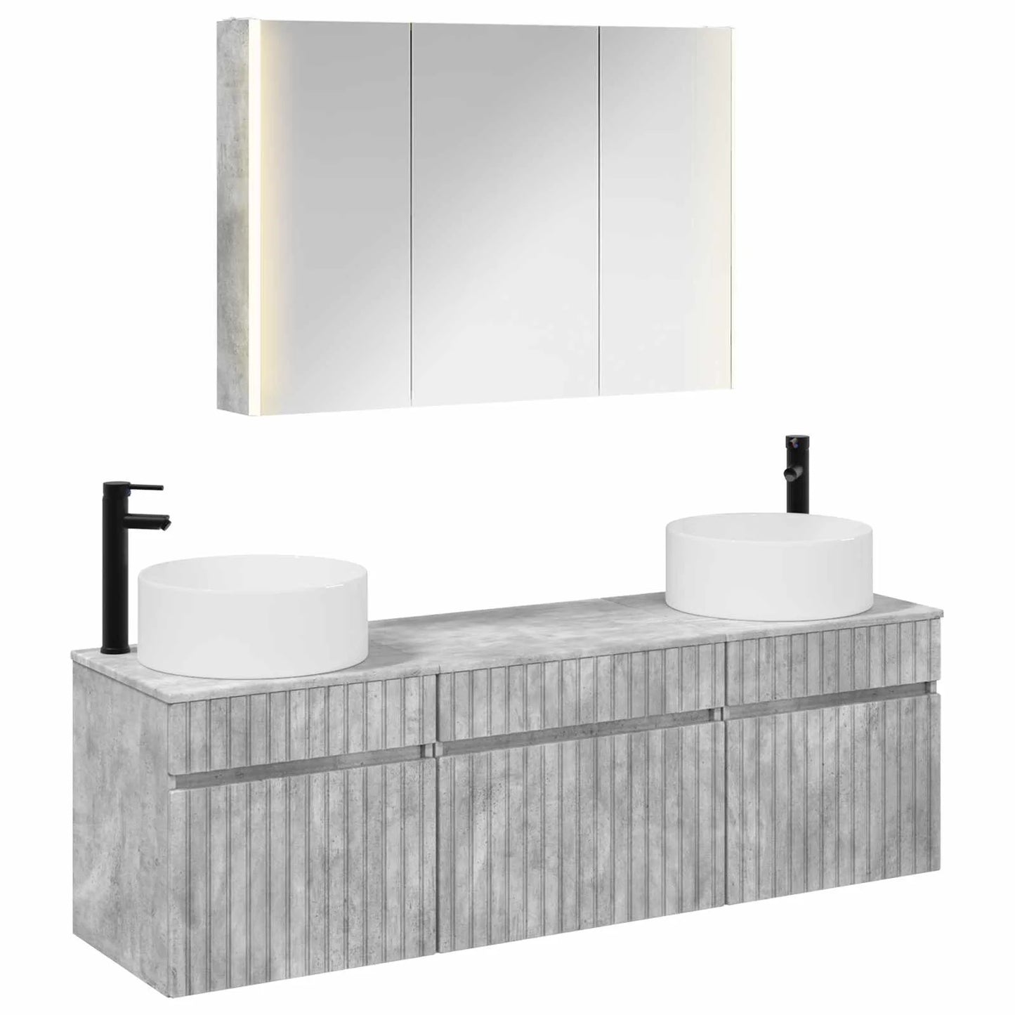 vidaXL Badeværelsesskabsæt 4 pcs Betongrå 103,5 x 15,5 x 70 cm