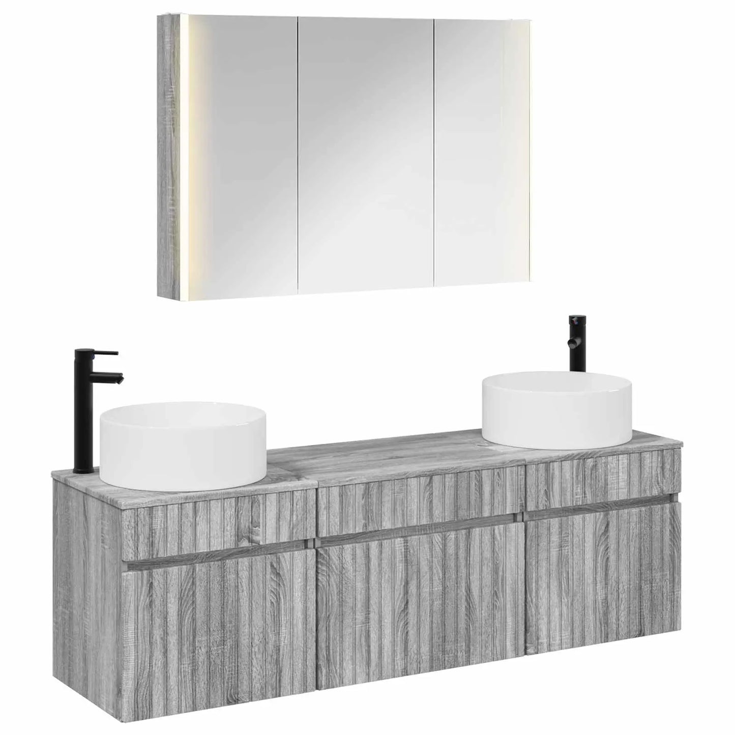 vidaXL Badeværelsesskabsæt 4 pcs Grå Sonoma 103,5 x 15,5 x 70 cm
