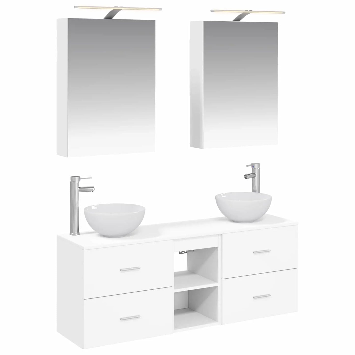 vidaXL Badeværelsesskabsæt 5 pcs Hvid 50 x 14,5 x 70 cm