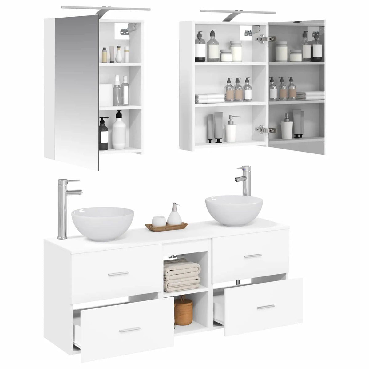 vidaXL Badeværelsesskabsæt 5 pcs Hvid 50 x 14,5 x 70 cm