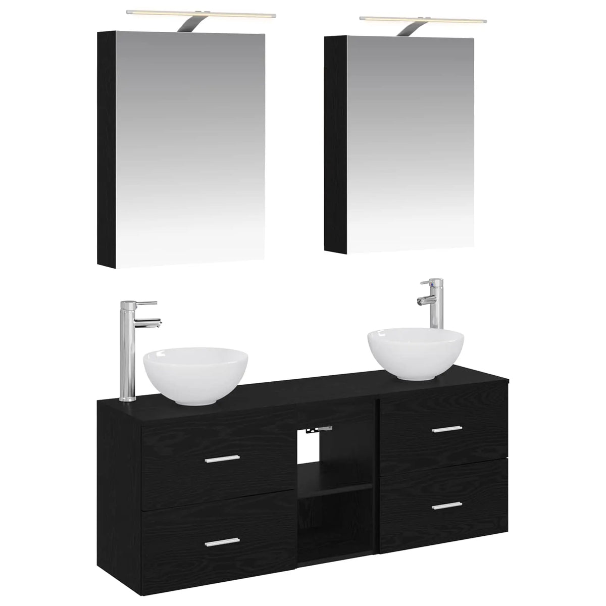 vidaXL Badeværelsesskabsæt 5 pcs Sort eg 50 x 14,5 x 70 cm