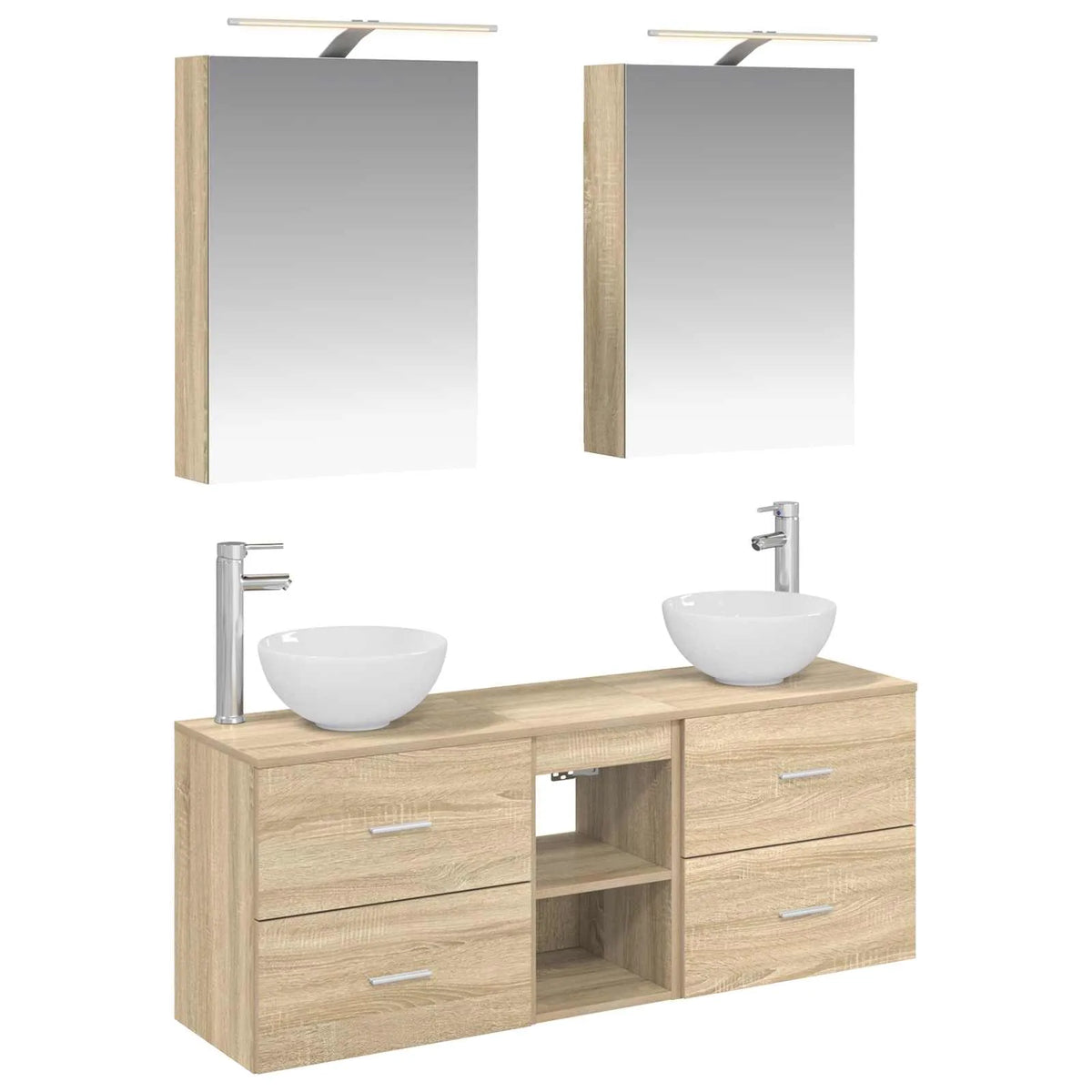 vidaXL Badeværelsesskabsæt 5 pcs Sonoma-eg 50 x 14,5 x 70 cm