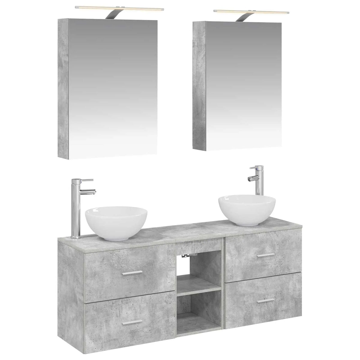 vidaXL Badeværelsesskabsæt 5 pcs Betongrå 50 x 14,5 x 70 cm