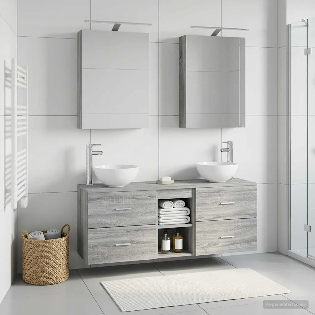 vidaXL Badeværelsesskabsæt 5 pcs Grå Sonoma 50 x 14,5 x 70 cm