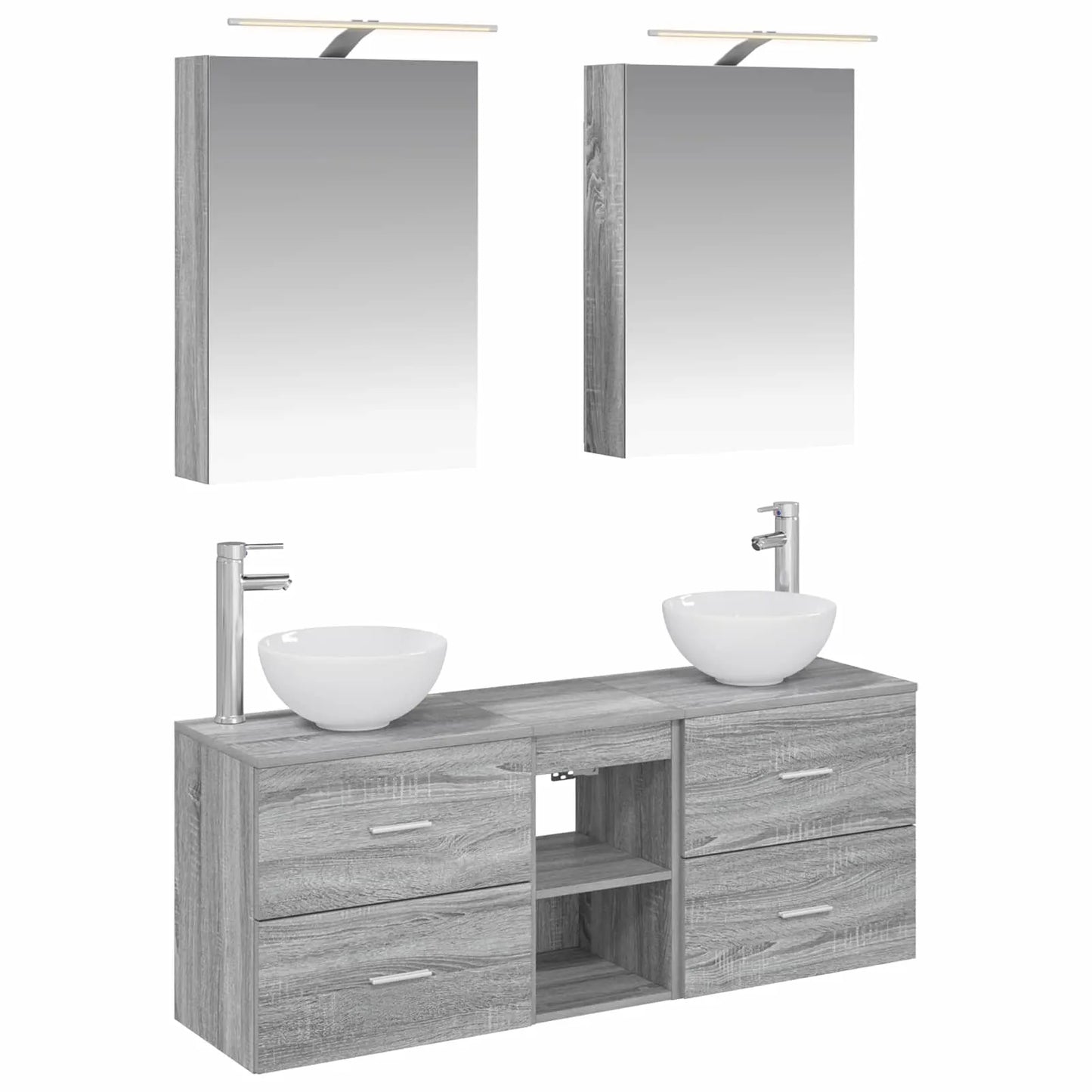 vidaXL Badeværelsesskabsæt 5 pcs Grå Sonoma 50 x 14,5 x 70 cm