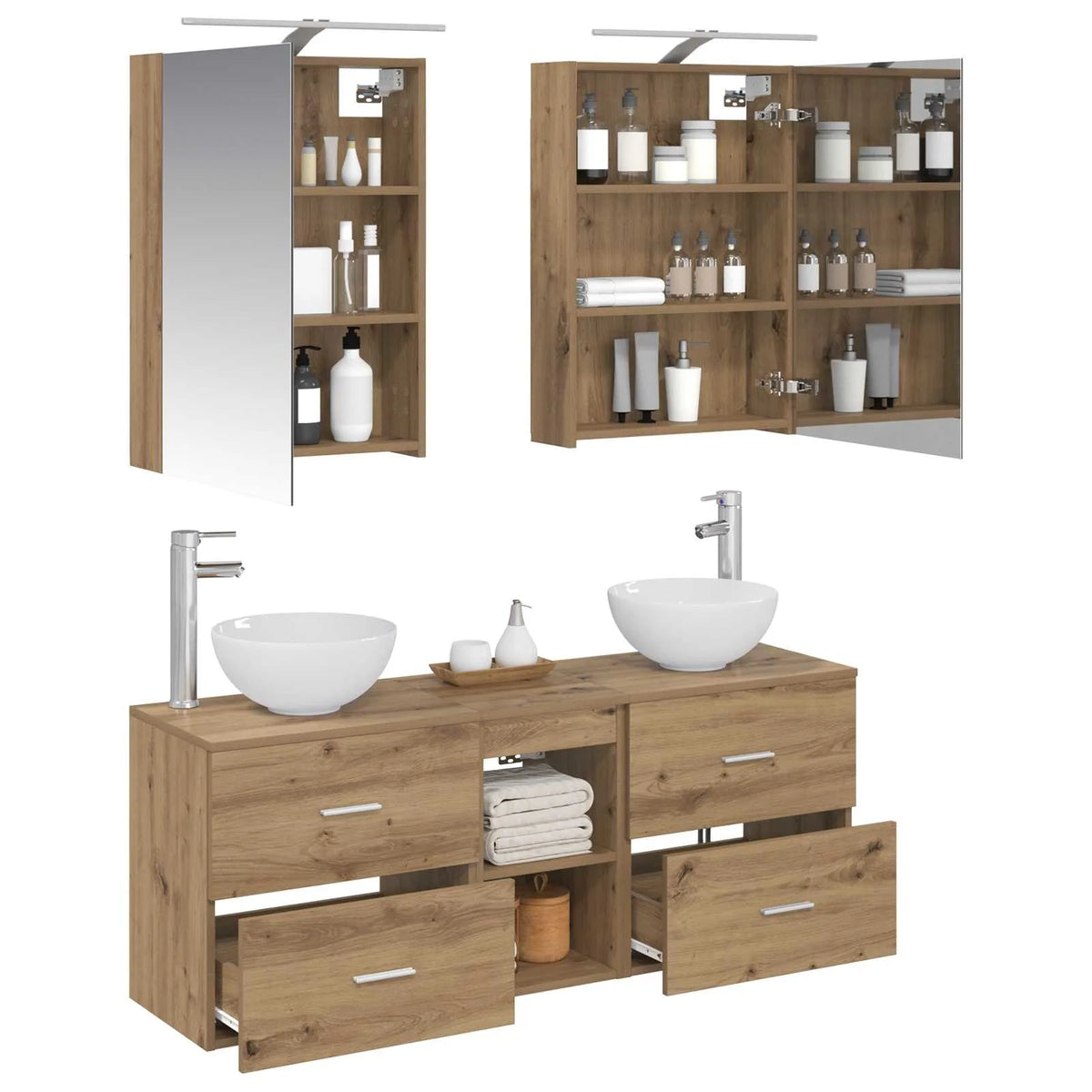 vidaXL Badeværelsesskabsæt 5 pcs Artisan-eg 50 x 14,5 x 70 cm