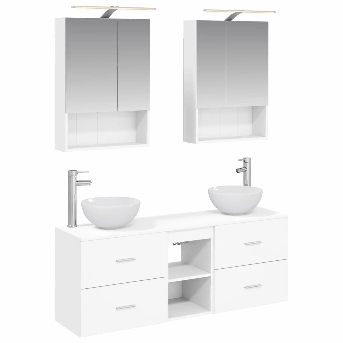 vidaXL Badeværelsesskabsæt 5 pcs Hvid 50 x 14,5 x 70 cm