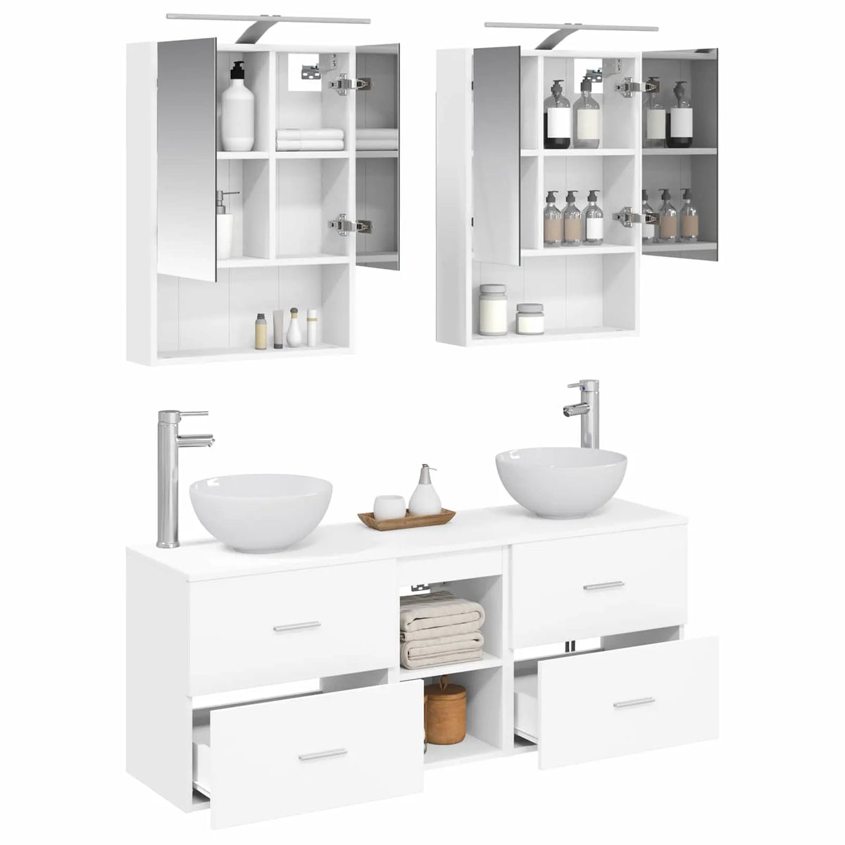 vidaXL Badeværelsesskabsæt 5 pcs Hvid 50 x 14,5 x 70 cm