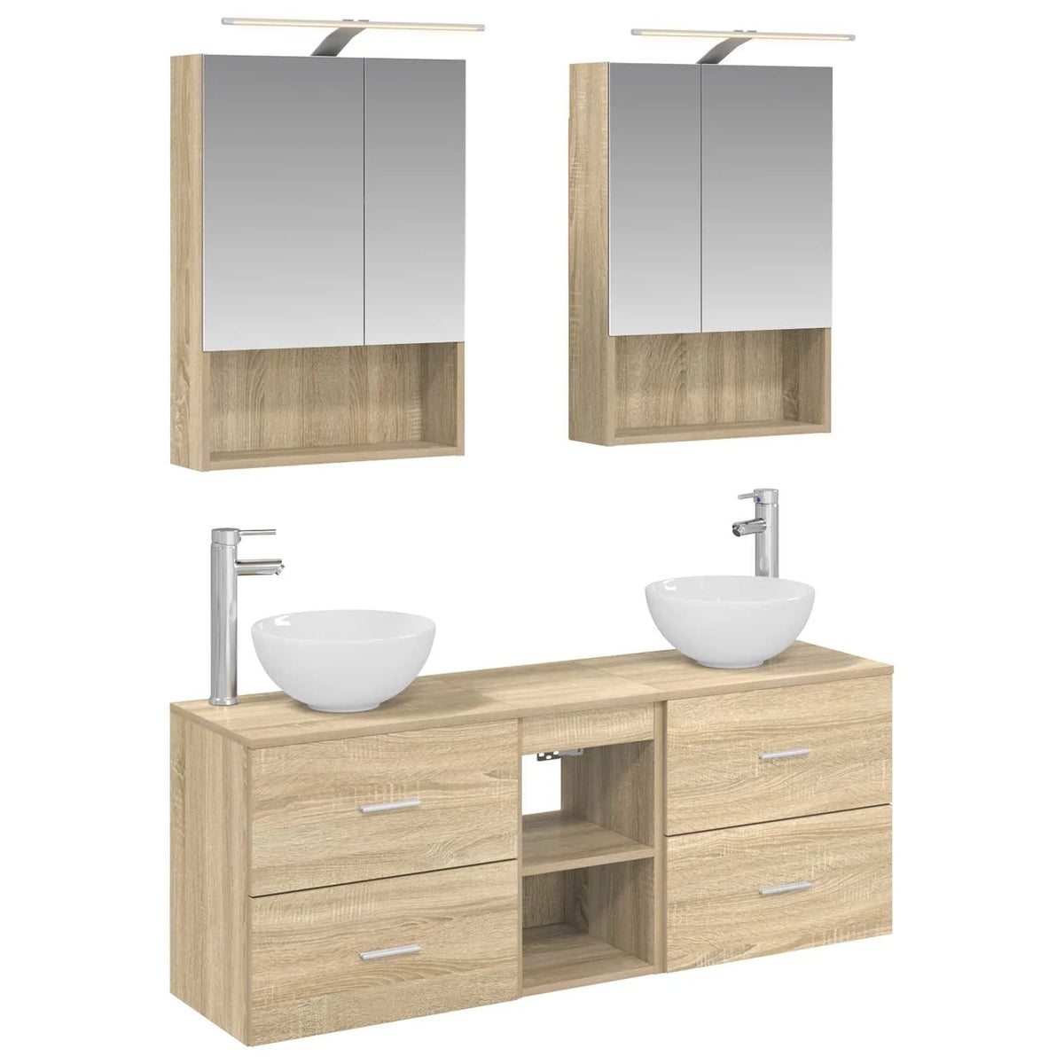 vidaXL Badeværelsesskabsæt 5 pcs Sonoma-eg 50 x 14,5 x 70 cm