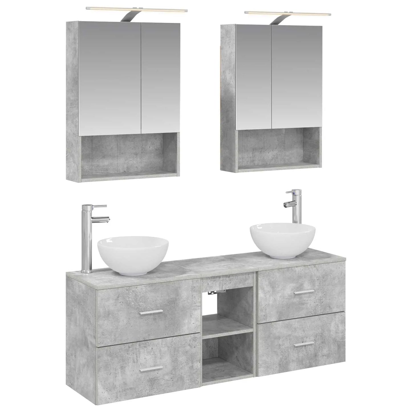 vidaXL Badeværelsesskabsæt 5 pcs Betongrå 50 x 14,5 x 70 cm