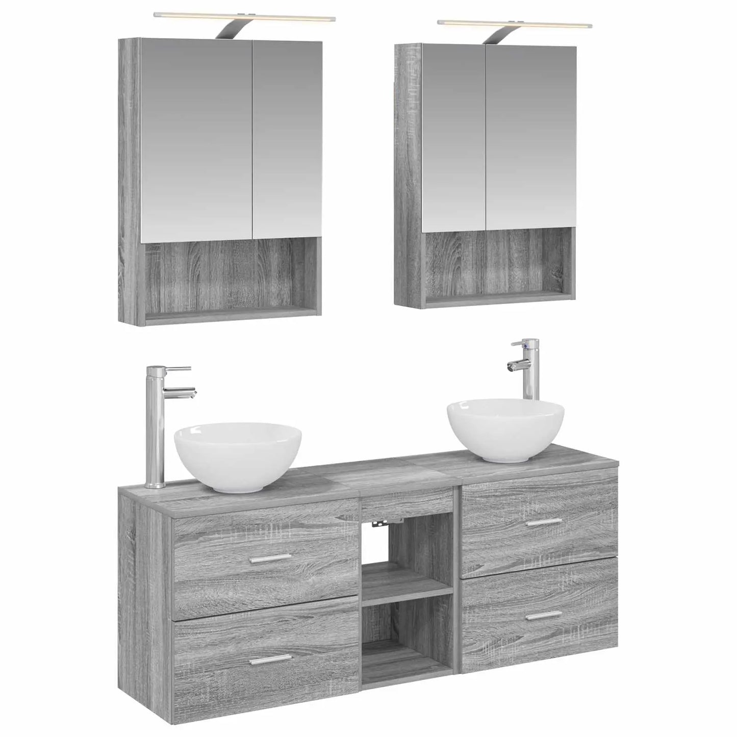 vidaXL Badeværelsesskabsæt 5 pcs Grå Sonoma 50 x 14,5 x 70 cm
