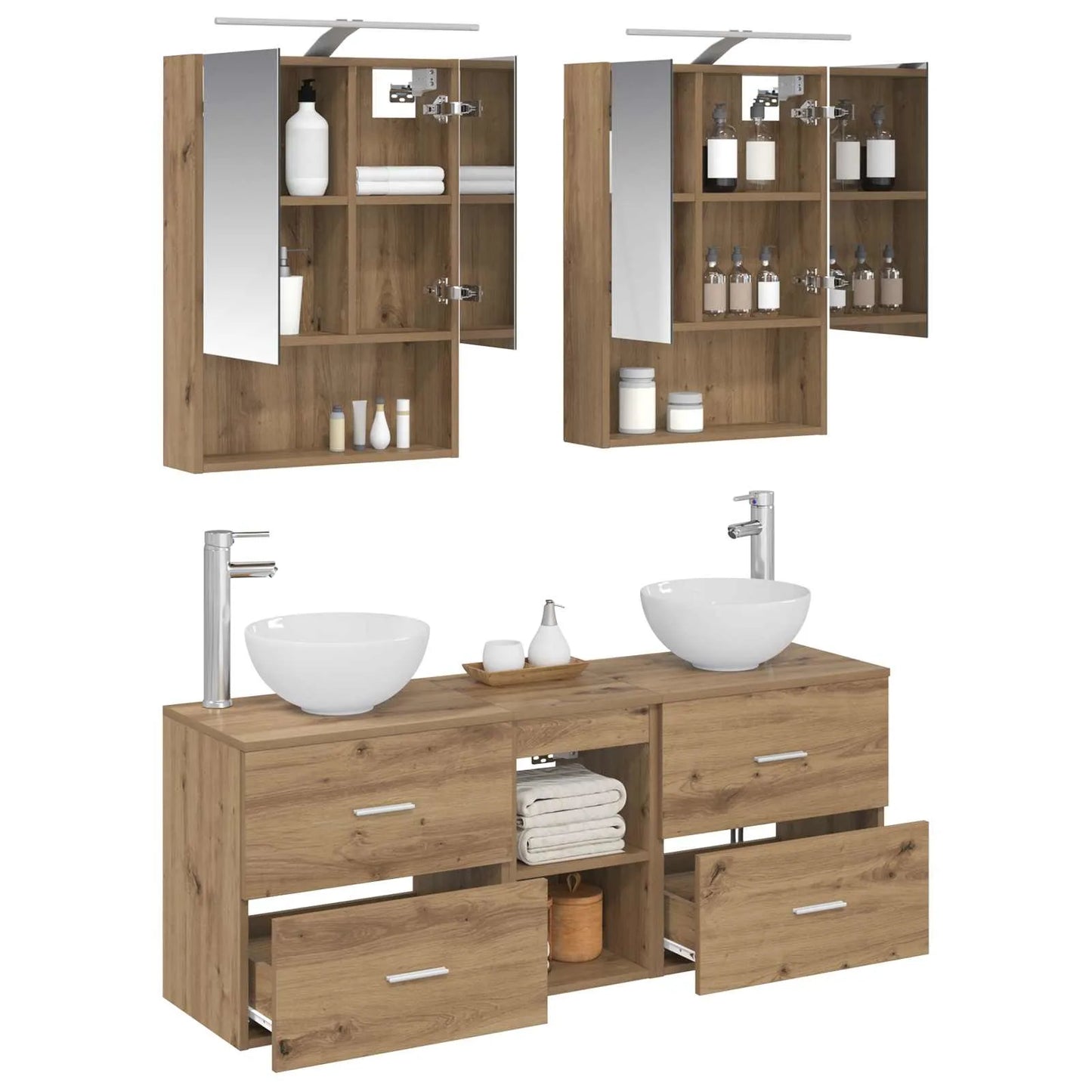 vidaXL Badeværelsesskabsæt 5 pcs Artisan-eg 50 x 14,5 x 70 cm