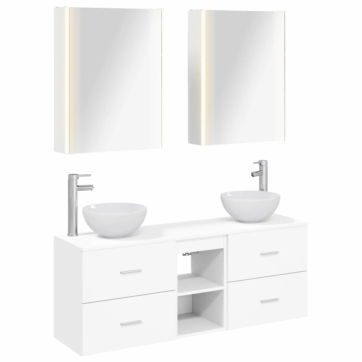 vidaXL Badeværelsesskabsæt 5 pcs Hvid 53 x 15,5 x 70 cm