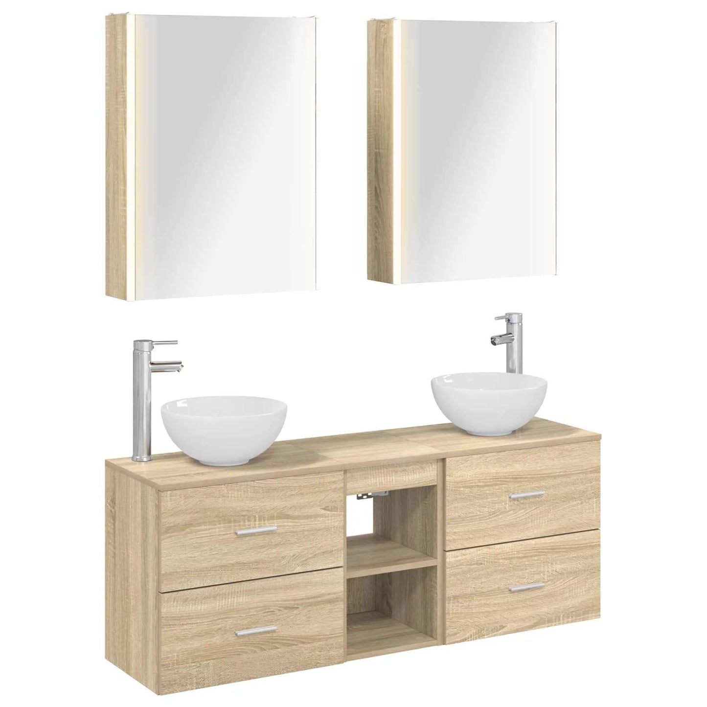 vidaXL Badeværelsesskabsæt 5 pcs Sonoma-eg 53 x 15,5 x 70 cm