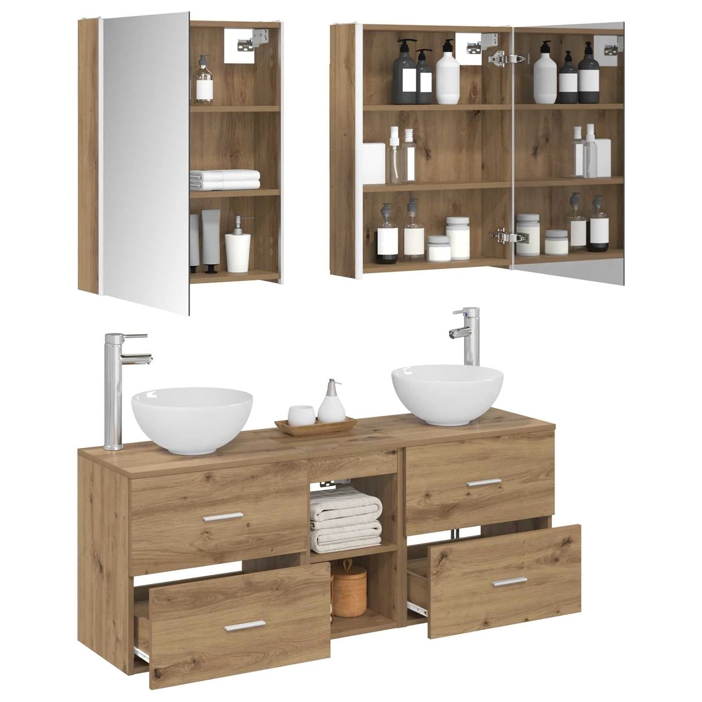 vidaXL Badeværelsesskabsæt 5 pcs Artisan-eg 53 x 15,5 x 70 cm